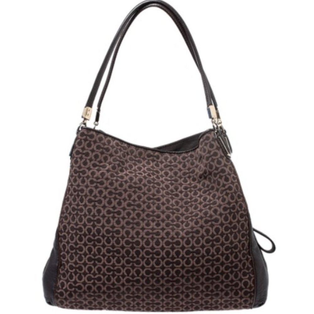EUC Coach Brown Signature Canvas & Leather Edie 31 Shoulder Bag #26281 - Picture 4 of 7